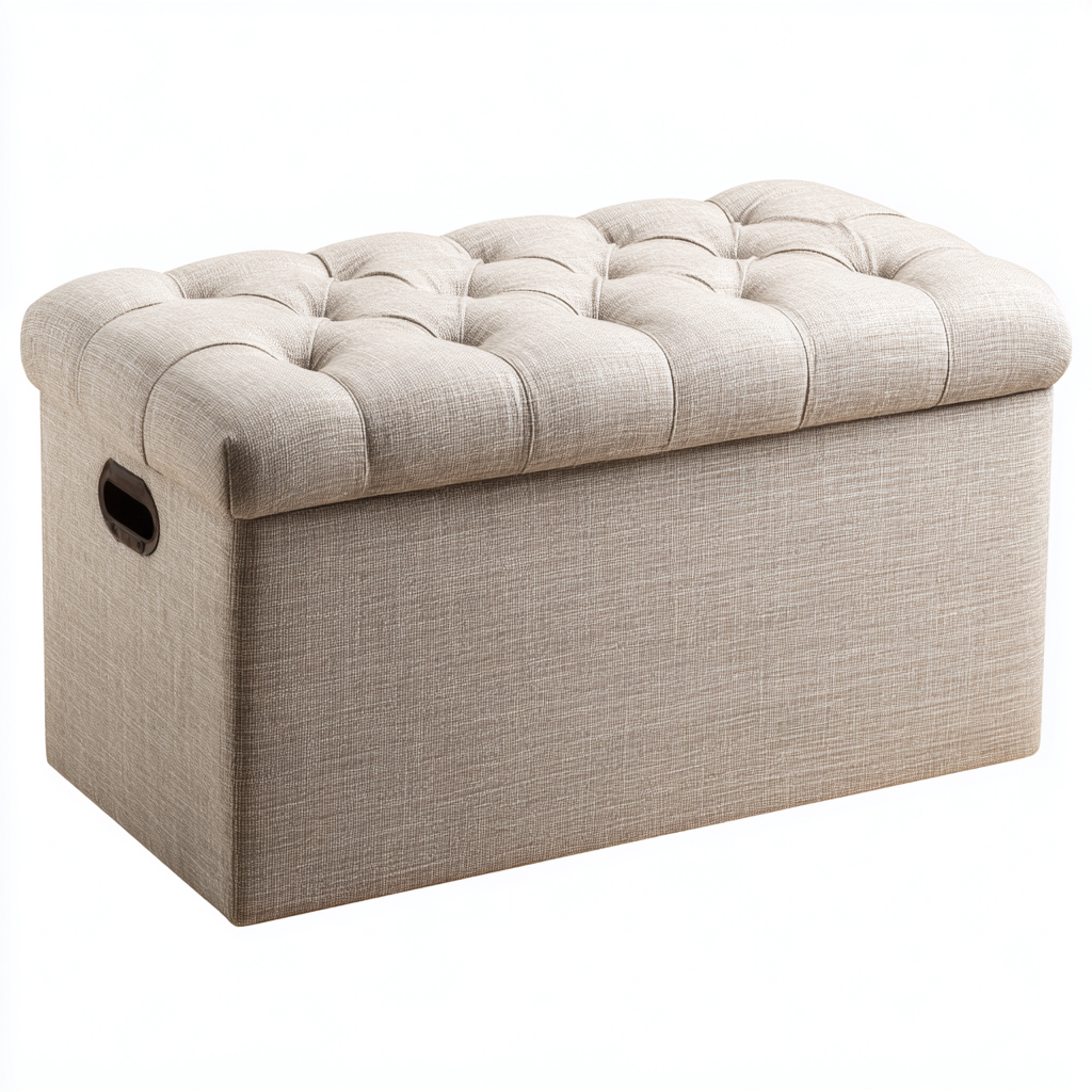 Banc d'entrée - lin - 90x45x45 cm - beige - style classique-Styleero