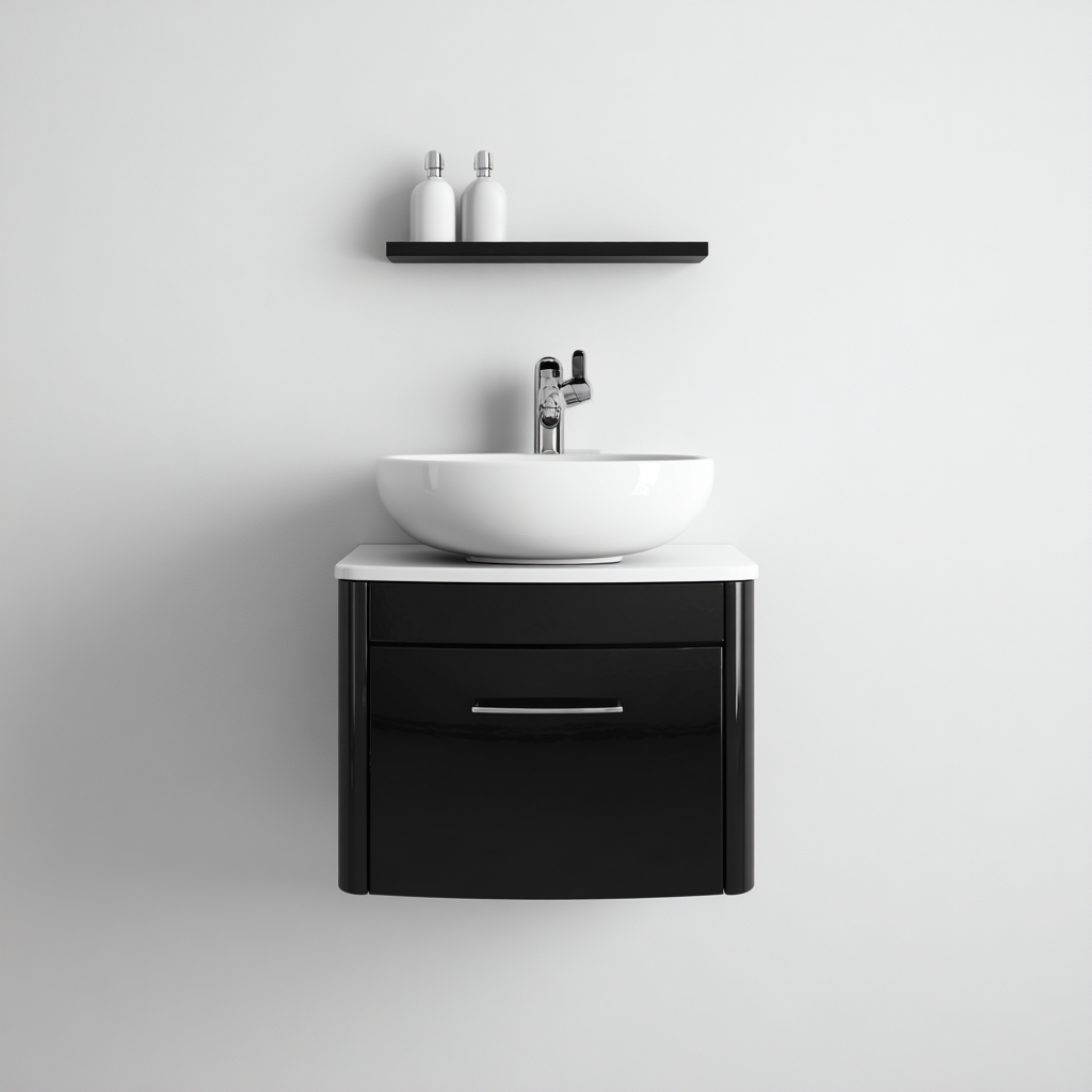 Meuble vasque-bois-61x42x54 cm-noir-design contemporain-Styleero