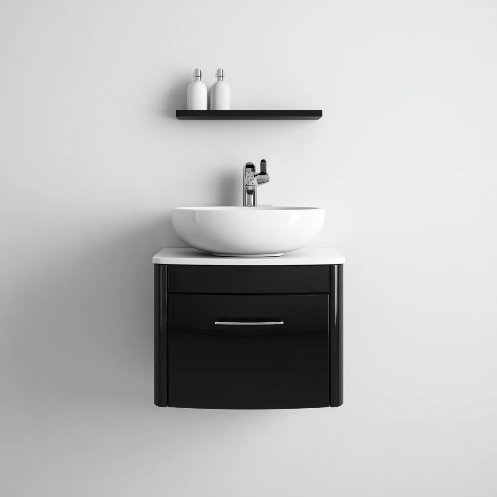 Meuble vasque-bois-61x42x54 cm-noir-design contemporain-Styleero