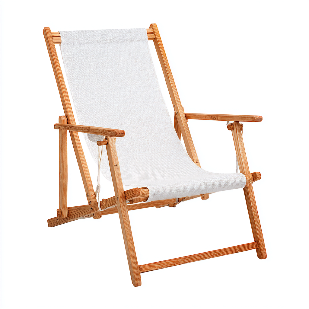 Chaise longue - bois-textile - 114x61x94 cm - blanc-miel - style naturel-Styleero