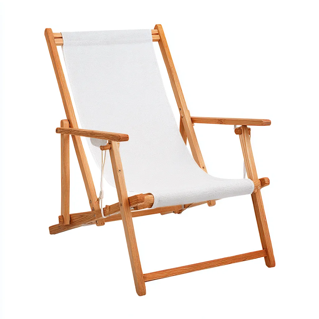 Chaise longue - bois-textile - 114x61x94 cm - blanc-miel - style naturel-Styleero