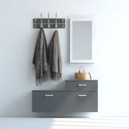 Porte manteau-bois-mdf-métal-122x34x168 cm-gris-nordique-Styleero