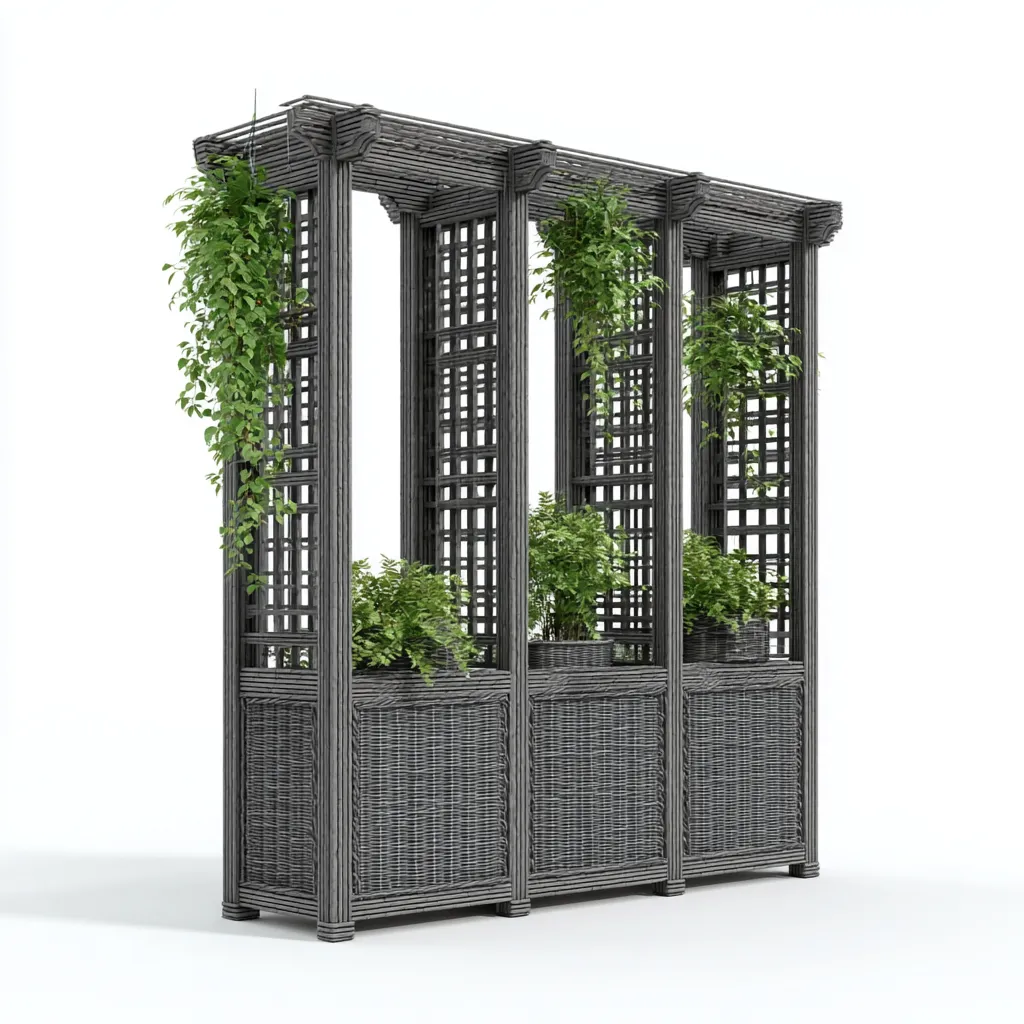 Pots et supports de plantes-rotin-métal-168x46x205 cm-gris-style moderne-Styleero