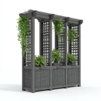 Pots et supports de plantes-rotin-métal-168x46x205 cm-gris-style moderne-Styleero