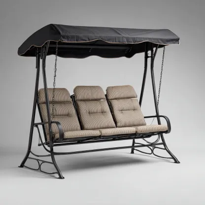 Chaise suspendue-métal-tissu-208x137x175 cm-moka-noir-style extérieur-Styleero