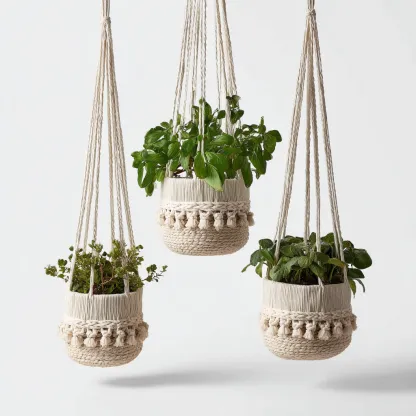 Pots-coton-20x20x30cm - 17x17x27cm - 14x14x23cm-beige-design bohème-Styleero