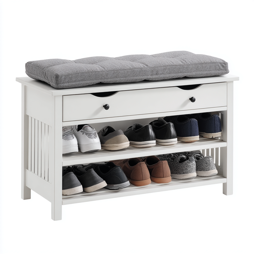 Meuble a chaussures-bois-98x36x55 cm-blanc-style classique-Styleero