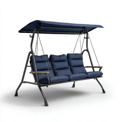 Chaise suspendue - métal-tissu - 193x129x169 cm - bleu foncé - moderne-Styleero