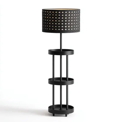 Lampadaire-metal-tissu-35x35x165 cm-noir-noir-moderne-Styleero