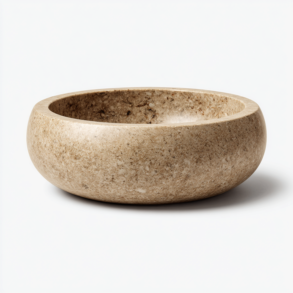 Lavabo - pierre naturelle - 45x45x16 cm - beige marbré - design contemporain-Styleero