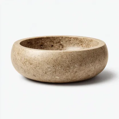 Lavabo - pierre naturelle - 45x45x16 cm - beige marbré - design contemporain-Styleero