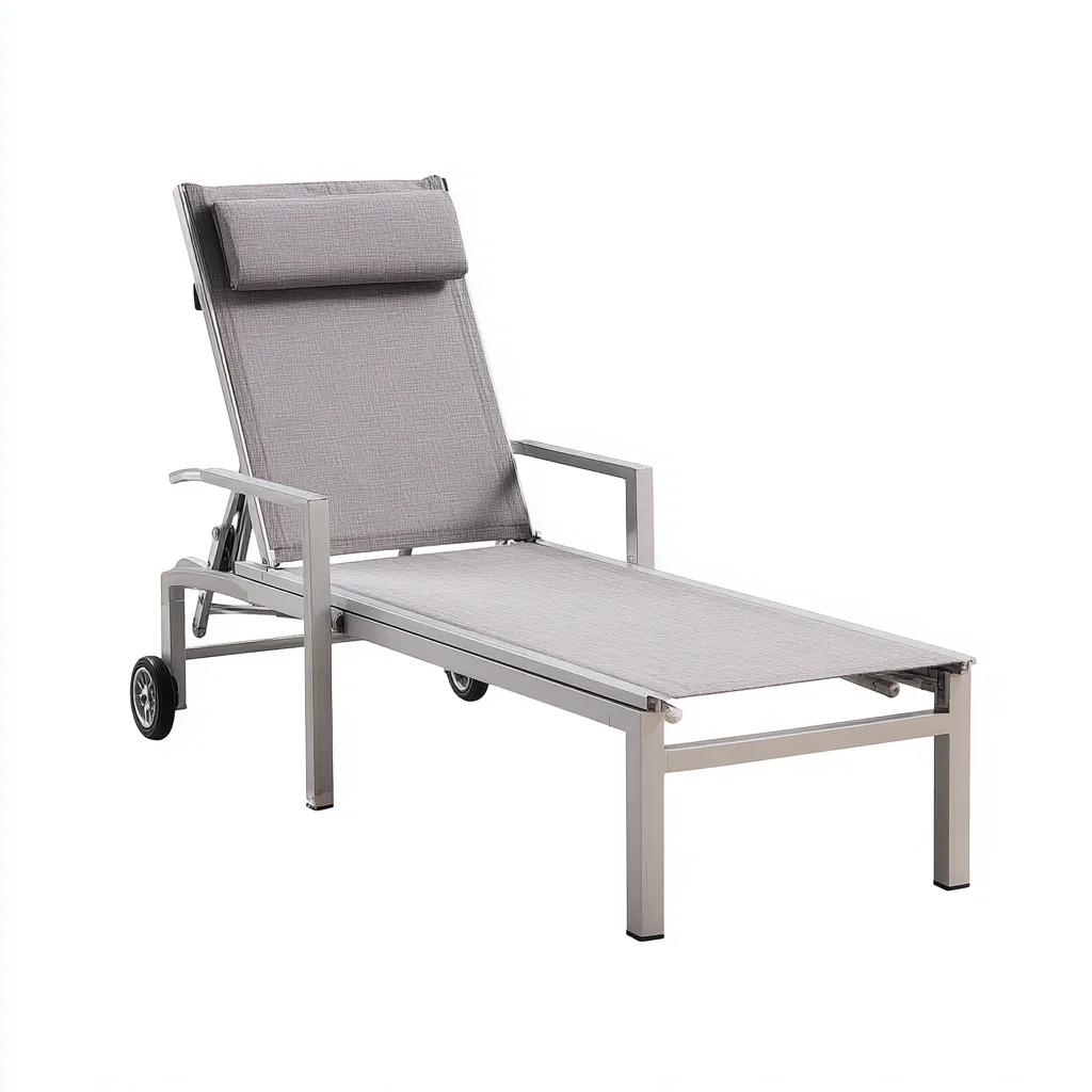 Chaise longue - aluminium-textile - 193x69x91 cm - gris clair-noir - style moderne-Styleero