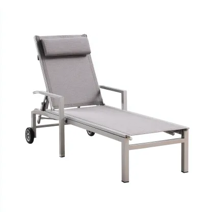 Chaise longue - aluminium-textile - 193x69x91 cm - gris clair-noir - style moderne-Styleero