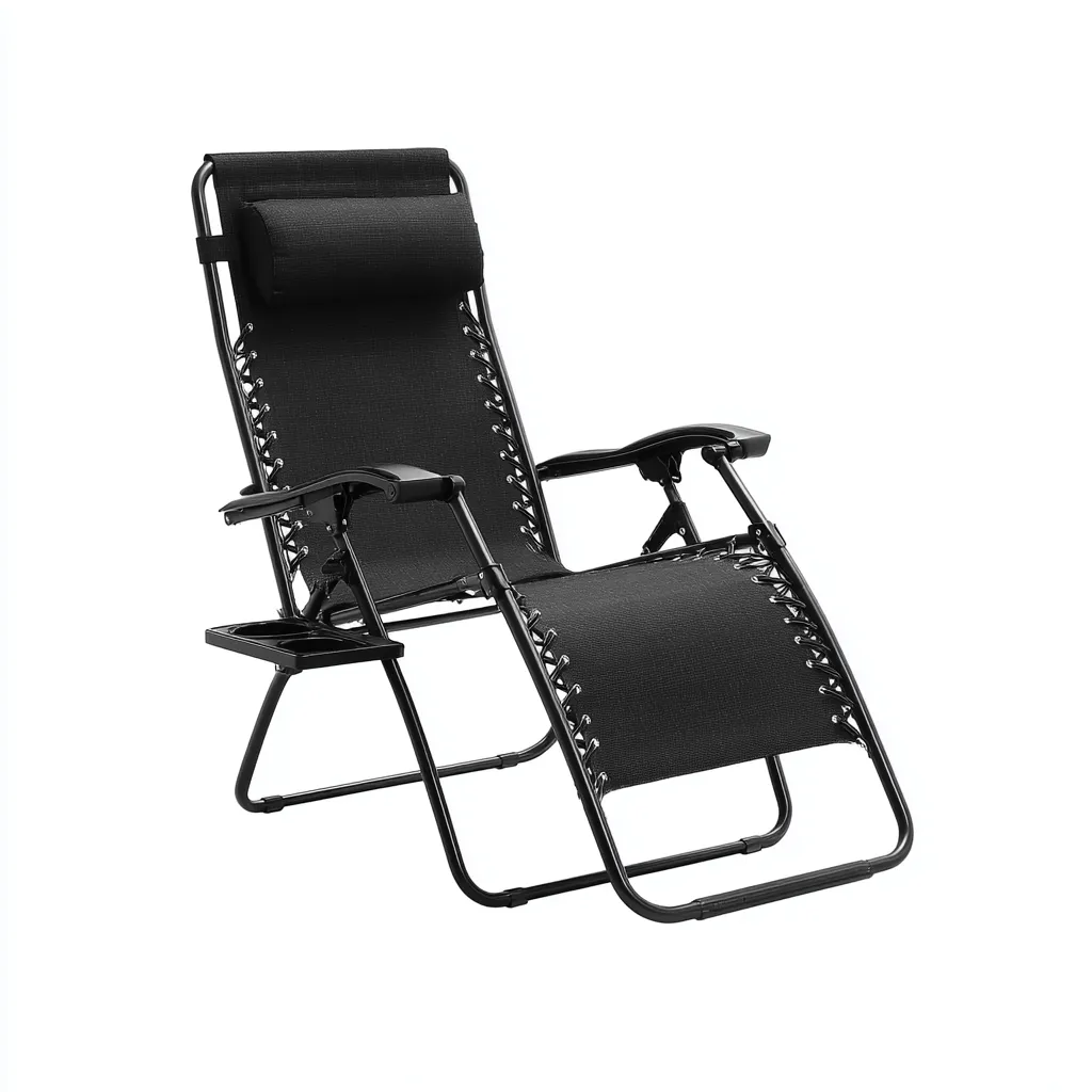 Chaise longue - acier-textilène - 180x65x112 cm - noir - style moderne-Styleero