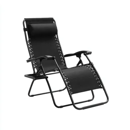 Chaise longue - acier-textilène - 180x65x112 cm - noir - style moderne-Styleero