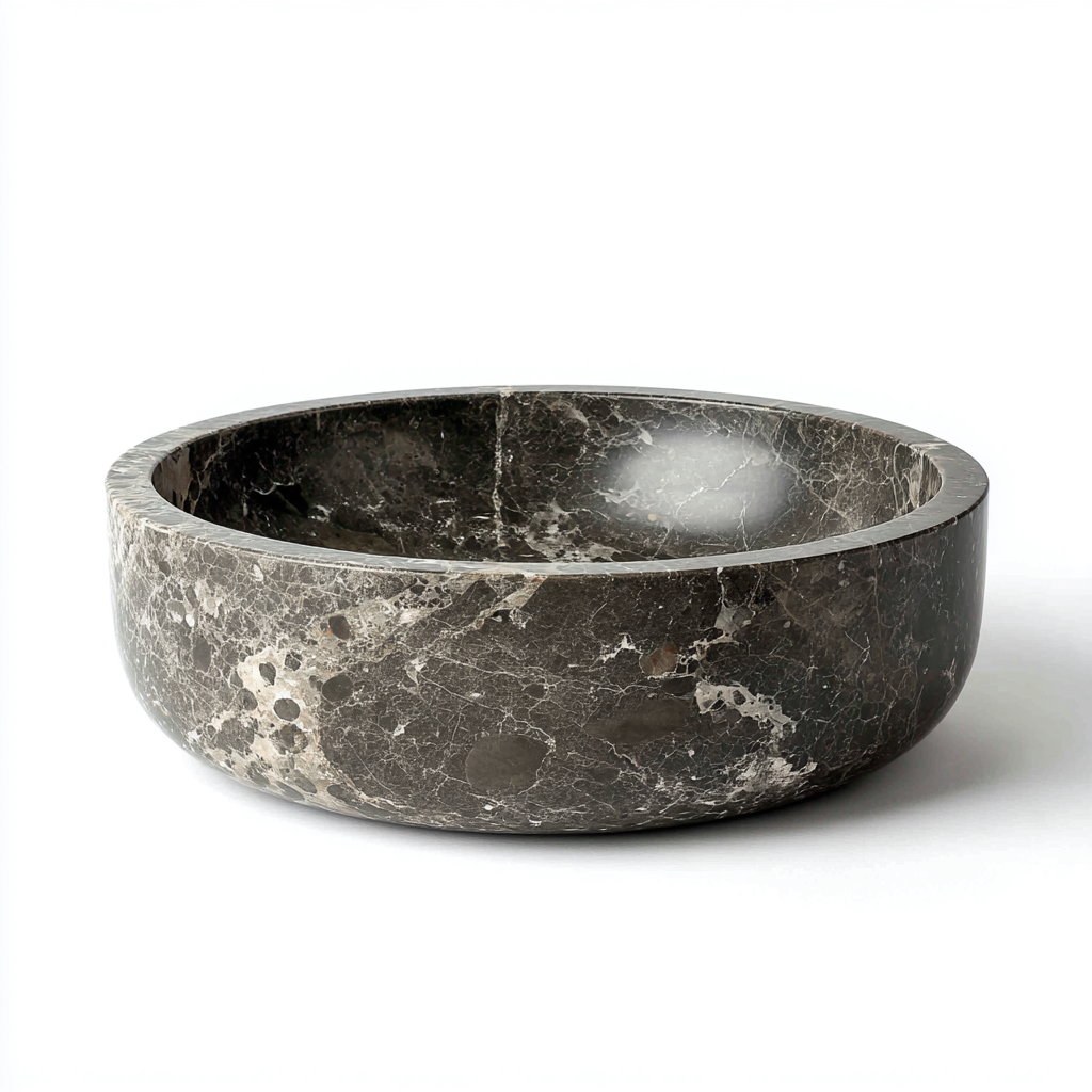 Lavabo - marbre naturel - 43x43x14 cm - gris foncé - design contemporain-Styleero