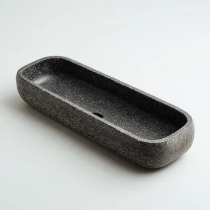 Lavabo - pierre naturelle - 82x24x10 cm - noir granité - style contemporain-Styleero