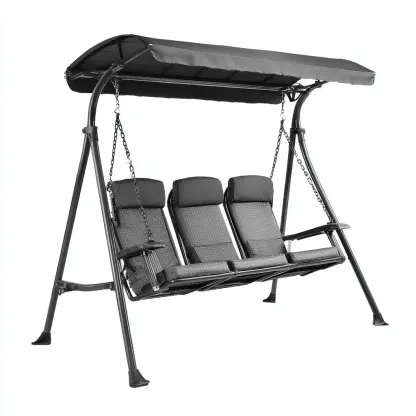 Chaise suspendue-métal-tissu-207x136x175 cm-anthracite-noir-style extérieur-Styleero