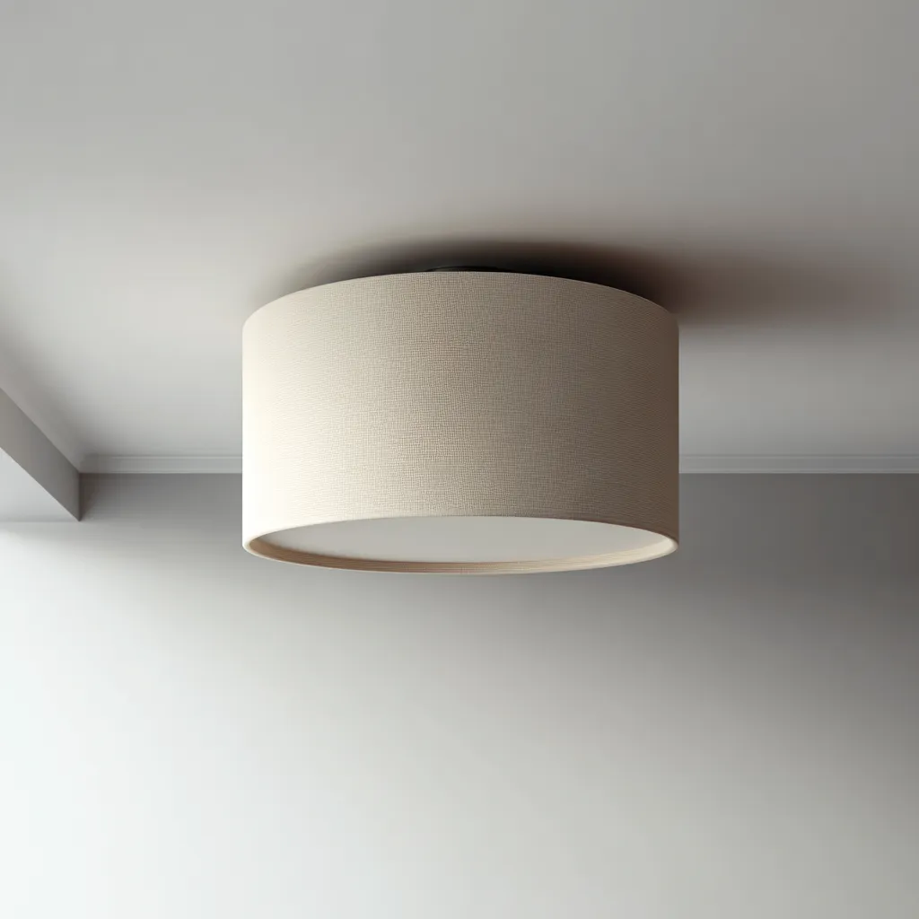Plafonnier - Tissu - Métal - 42x42x20 cm - Beige - Moderne-Styleero
