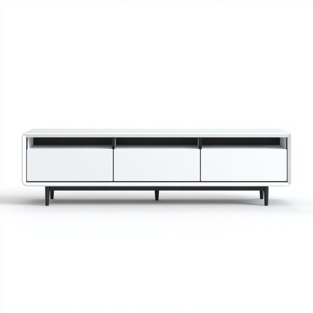 Meuble TV-bois-MDF-170x39x45 cm-blanc-noir-design minimaliste-Styleero