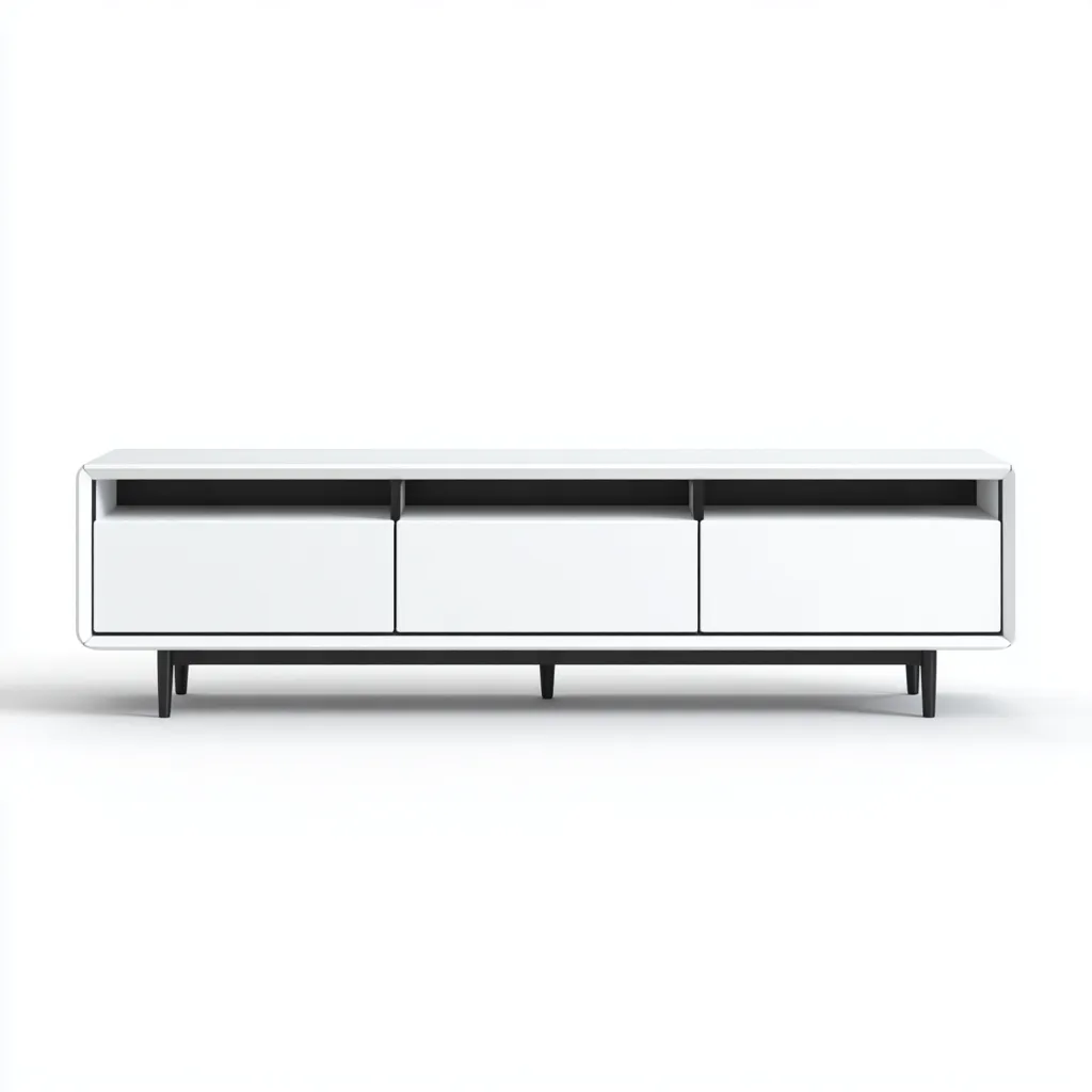 Meuble TV-bois-MDF-170x39x45 cm-blanc-noir-design minimaliste-Styleero