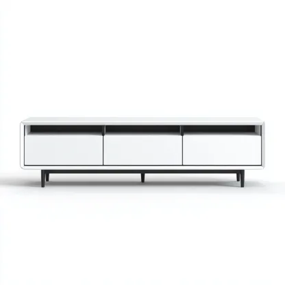 Meuble TV-bois-MDF-170x39x45 cm-blanc-noir-design minimaliste-Styleero