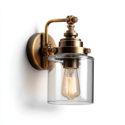 Applique murale-Métal-Verre-14x12x23 cm-Laiton-Style industriel-Styleero