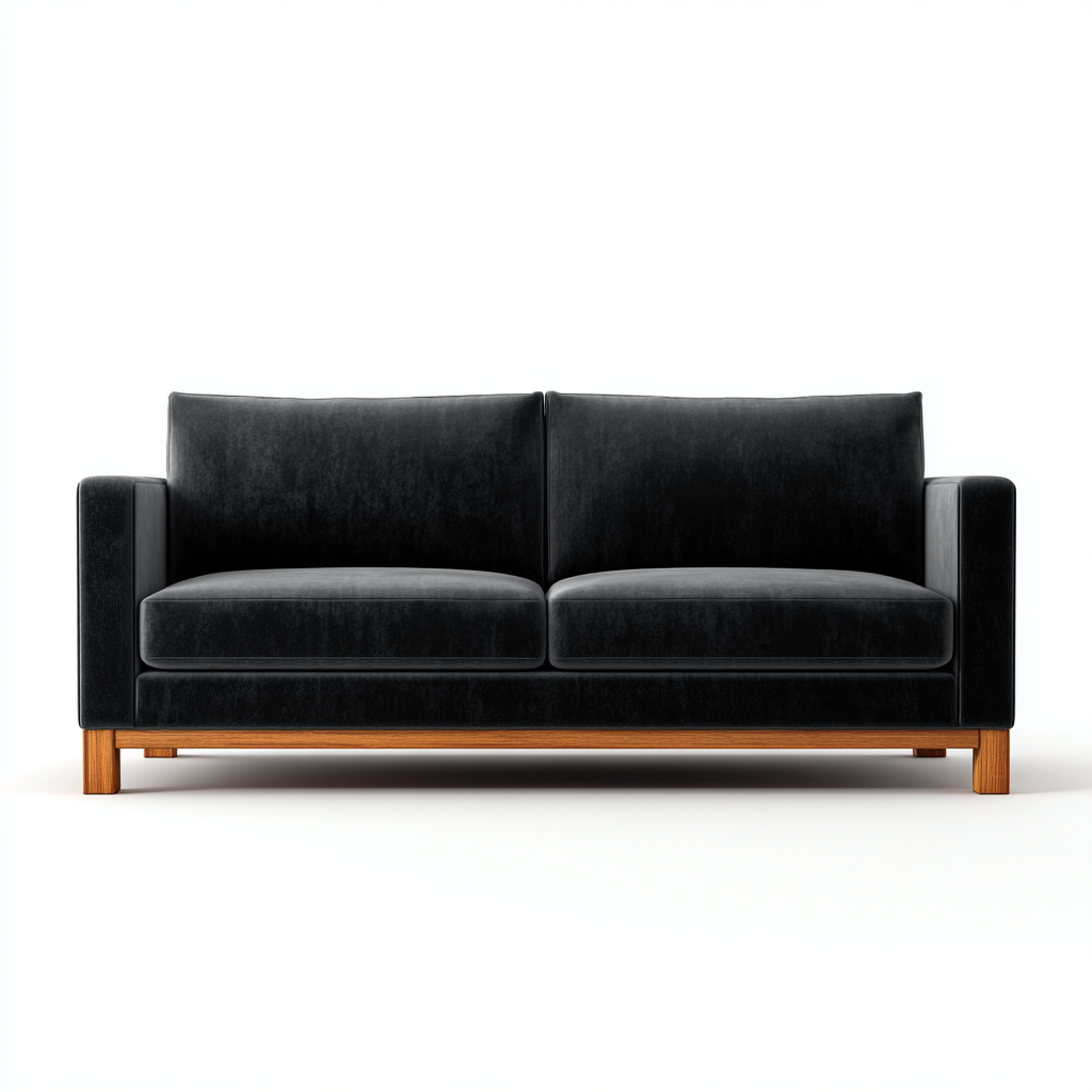 Canapé 2 places-velours-bois-180x90x82 cm-noir-design moderne-Styleero