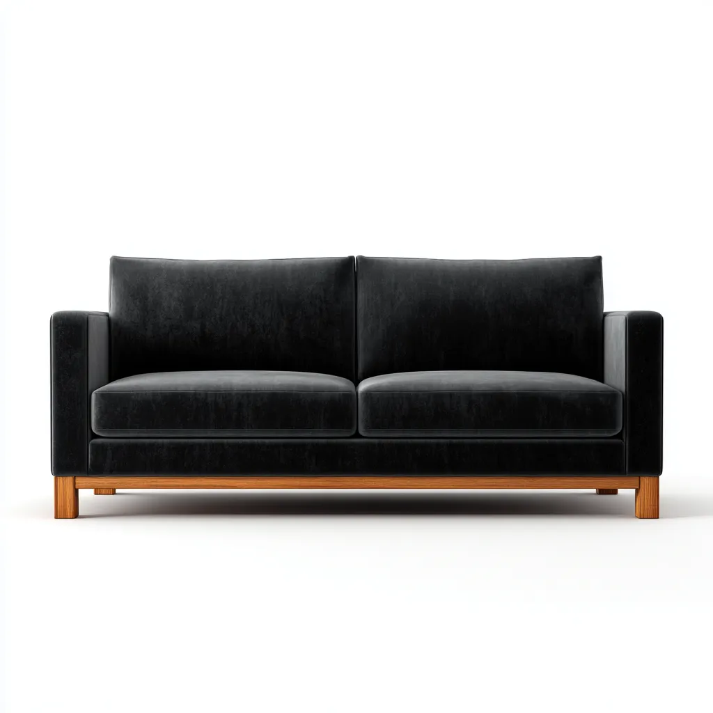 Canapé 2 places-velours-bois-180x90x82 cm-noir-design moderne-Styleero