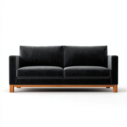 Canapé 2 places-velours-bois-180x90x82 cm-noir-design moderne-Styleero