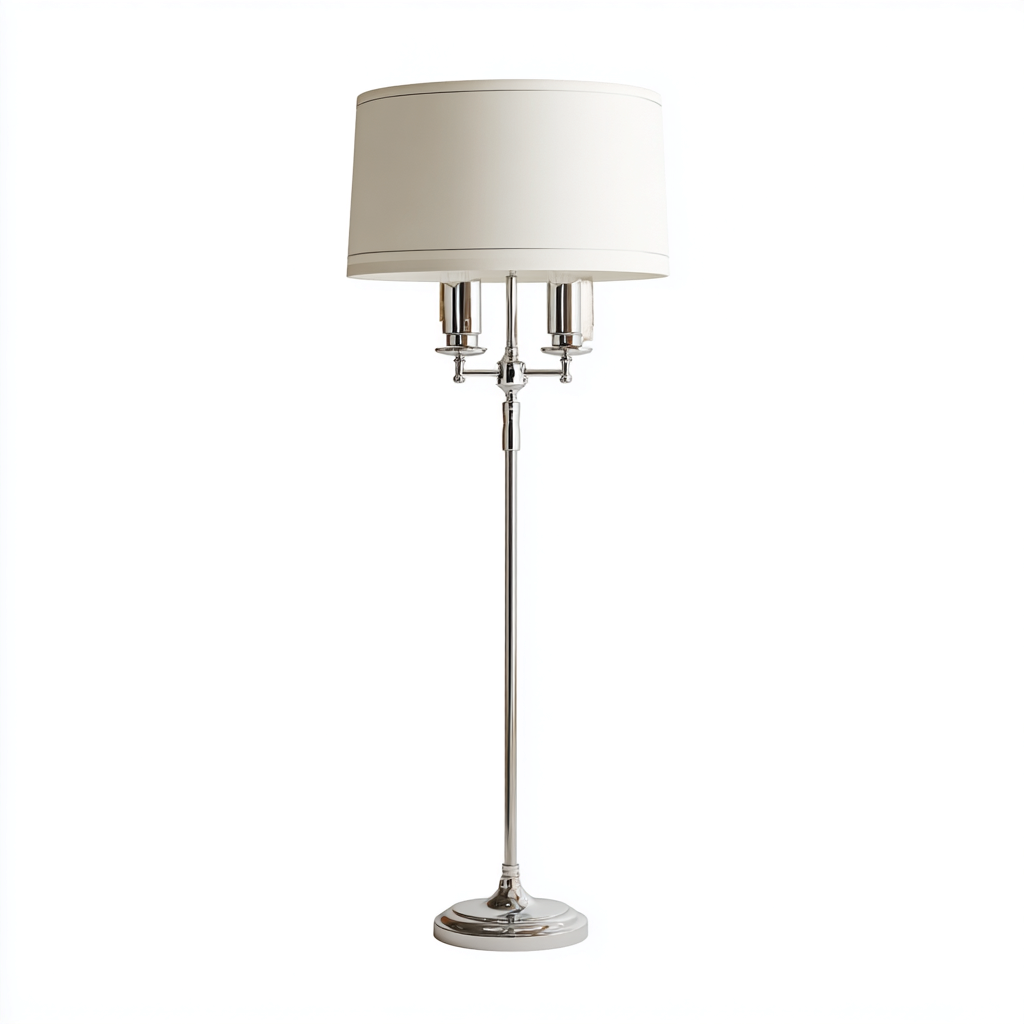 Lampadaire-metal-tissu-34x34x172 cm-argent-blanc-classique-Styleero