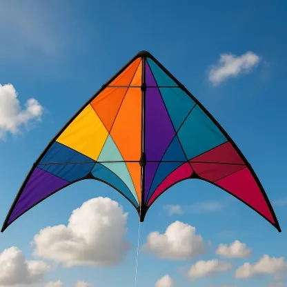 Cerf-volant acrobatique 2 lignes multicolore - Voile en polyester, structure fibre de verre, 140 cm