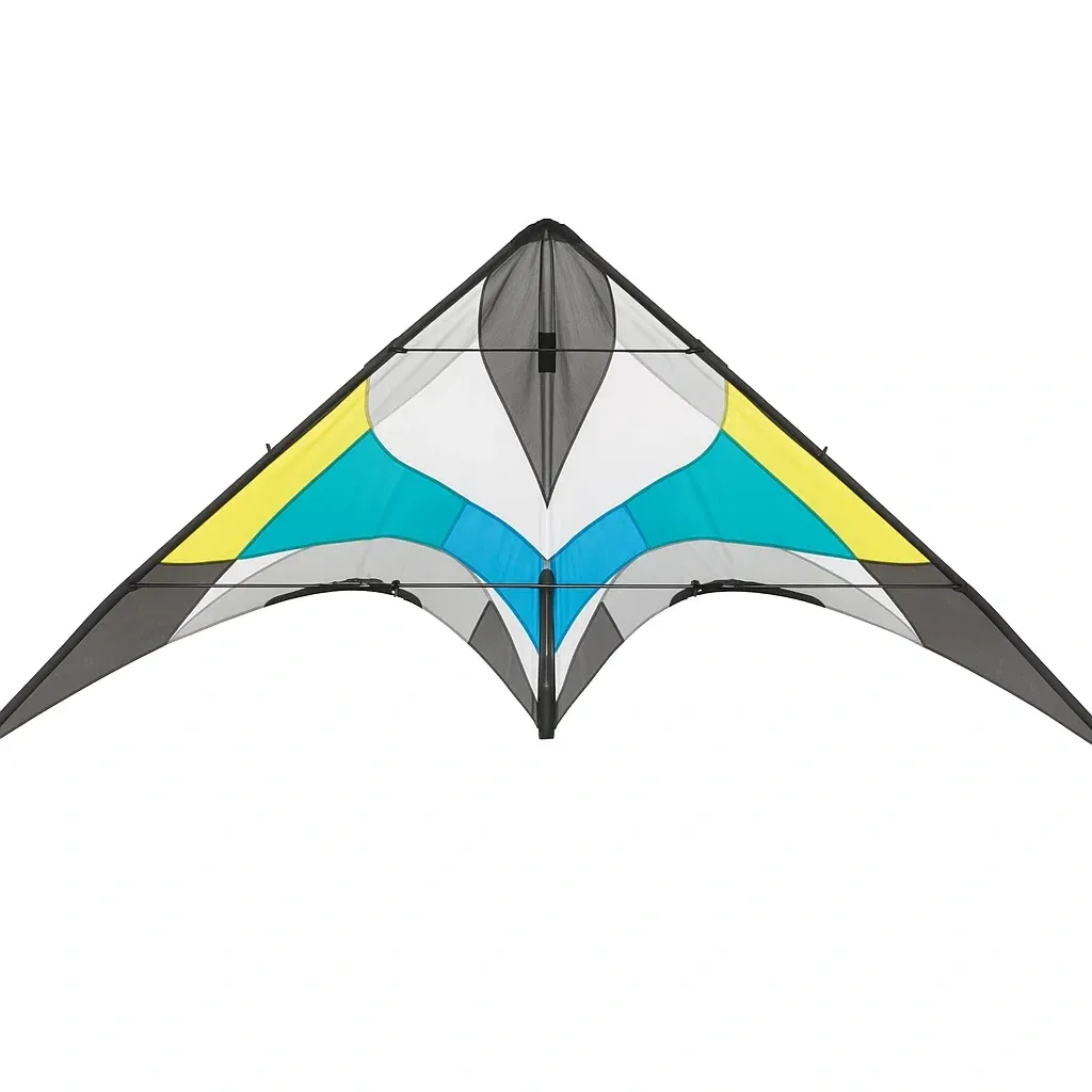 Cerf-volant acrobatique 2 lignes multicolore - Voile en polyester, structure fibre de verre, 140 cm