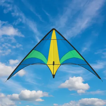 Cerfs-volants delta 115x230 cm bleu jaune vert nylon armature fibre de verre