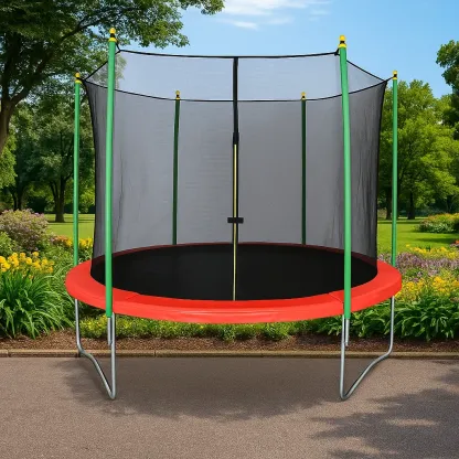 Trampolines rond avec filet de sécurité 244x250 cm rouge/noir
