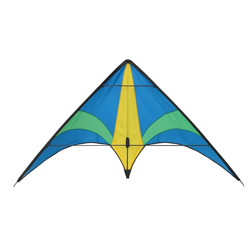 Cerfs-volants delta 115x230 cm bleu jaune vert nylon armature fibre de verre