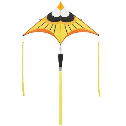 Cerf-volant monofil visage hibou - Avec queue, structure fibre de verre, 120 cm