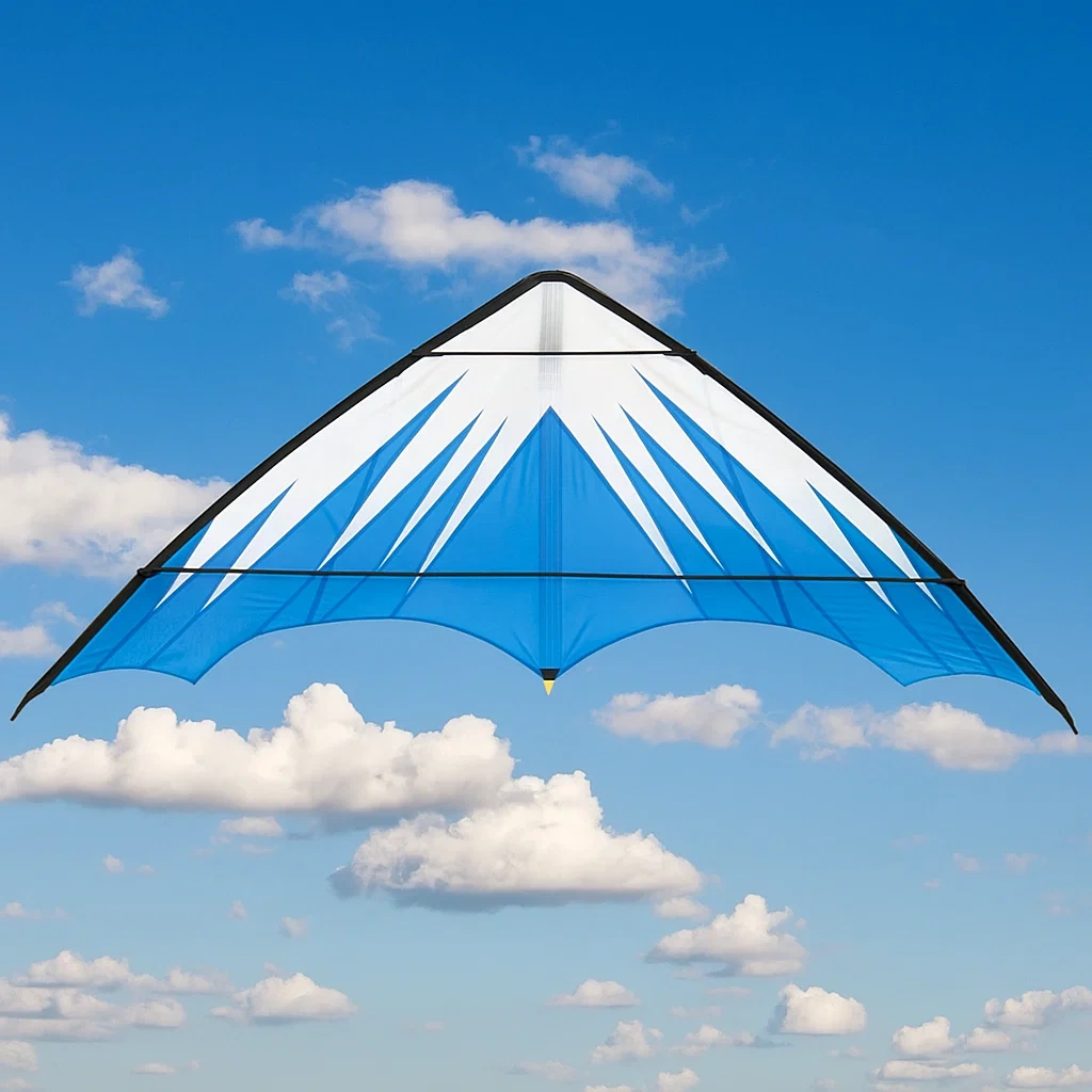 Cerfs-volants delta 120x240 cm bleu blanc nylon armature fibre de verre