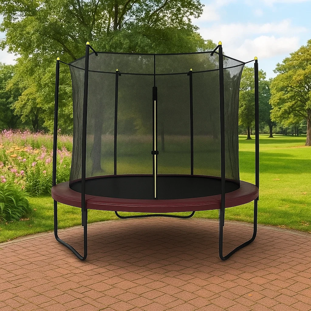 Trampolines rond avec filet de sécurité 244x260 cm bordeaux/noir