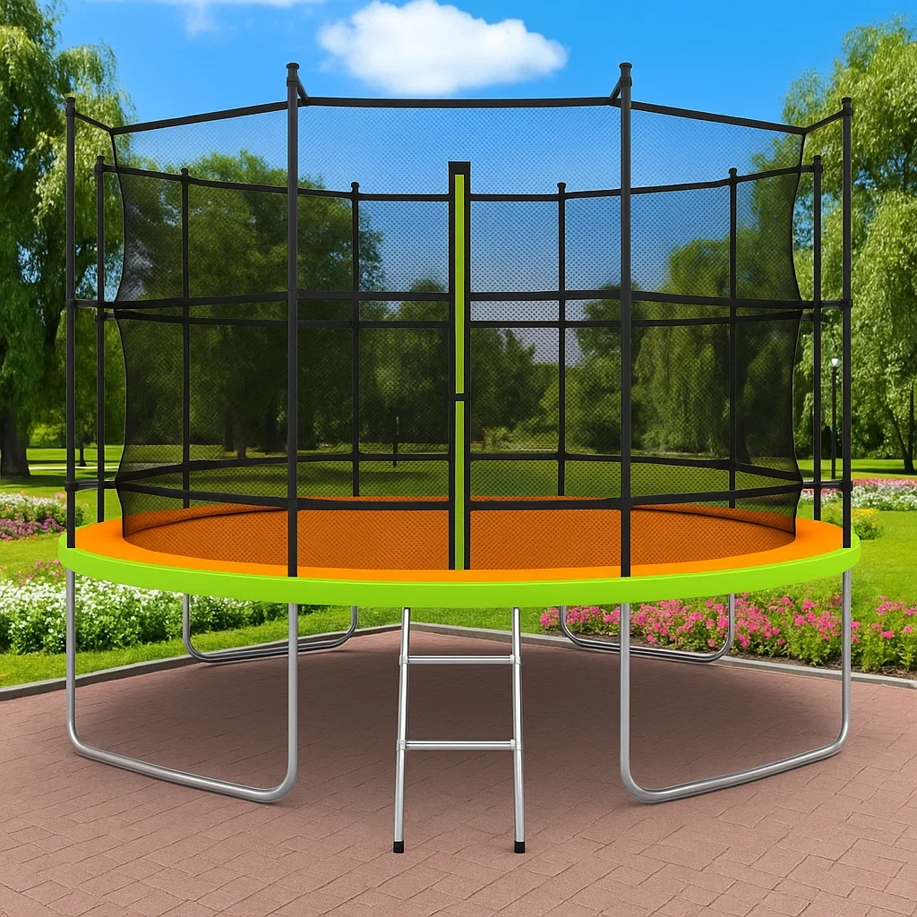 Trampolines rond avec filet de sécurité 305x280 cm vert/orange