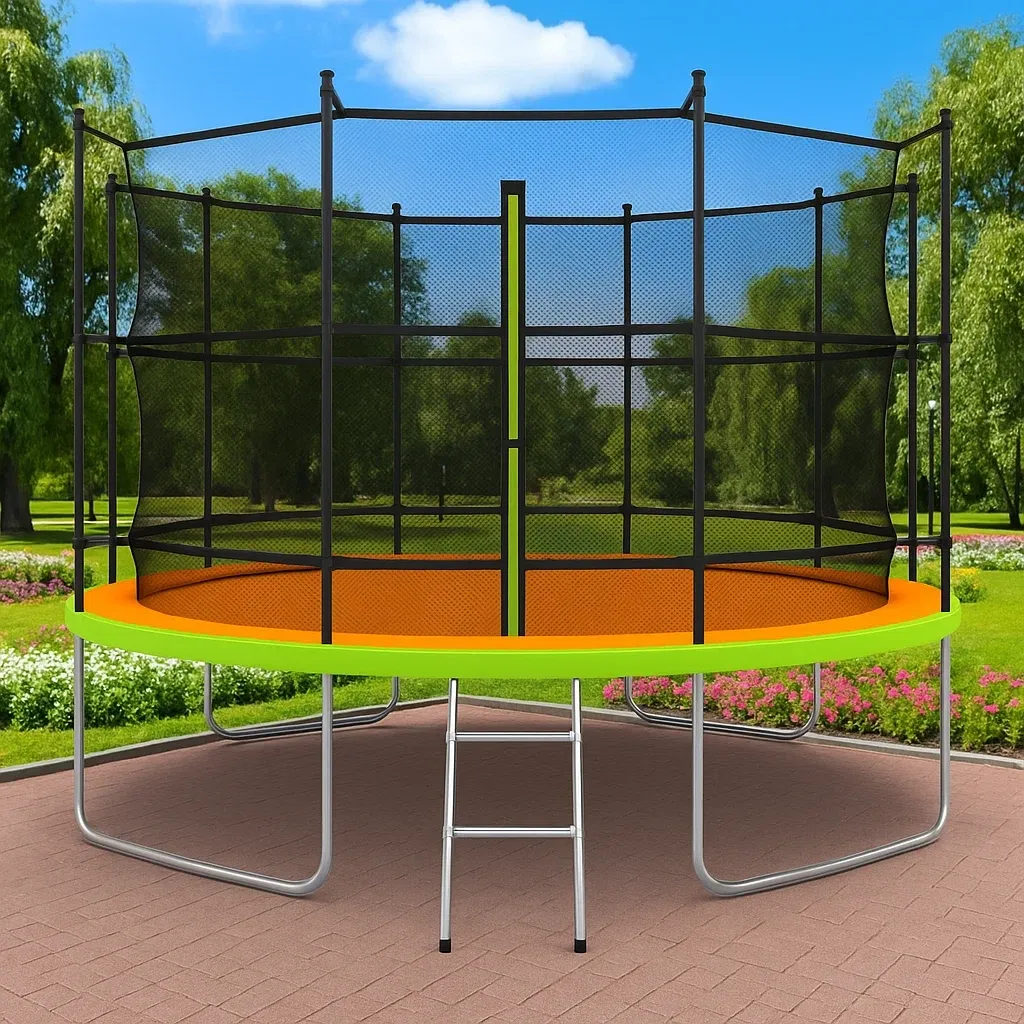 Trampolines rond avec filet de sécurité 305x280 cm vert/orange