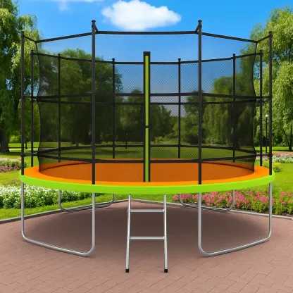 Trampolines rond avec filet de sécurité 305x280 cm vert/orange