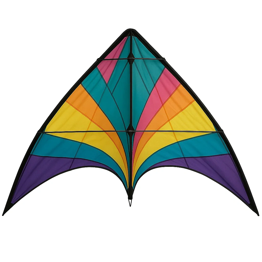 Cerf-volant acrobatique 2 lignes multicolore – Voile en polyester, structure fibre de verre, 150 cm