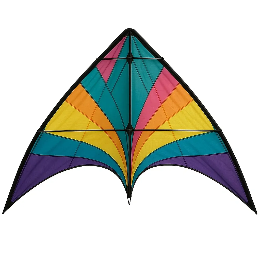 Cerf-volant acrobatique 2 lignes multicolore – Voile en polyester, structure fibre de verre, 150 cm