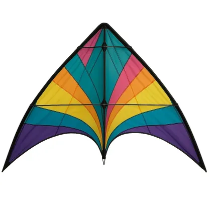 Cerf-volant acrobatique 2 lignes multicolore – Voile en polyester, structure fibre de verre, 150 cm