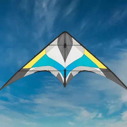 Cerf-volant acrobatique 2 lignes multicolore - Voile en polyester, structure fibre de verre, 140 cm