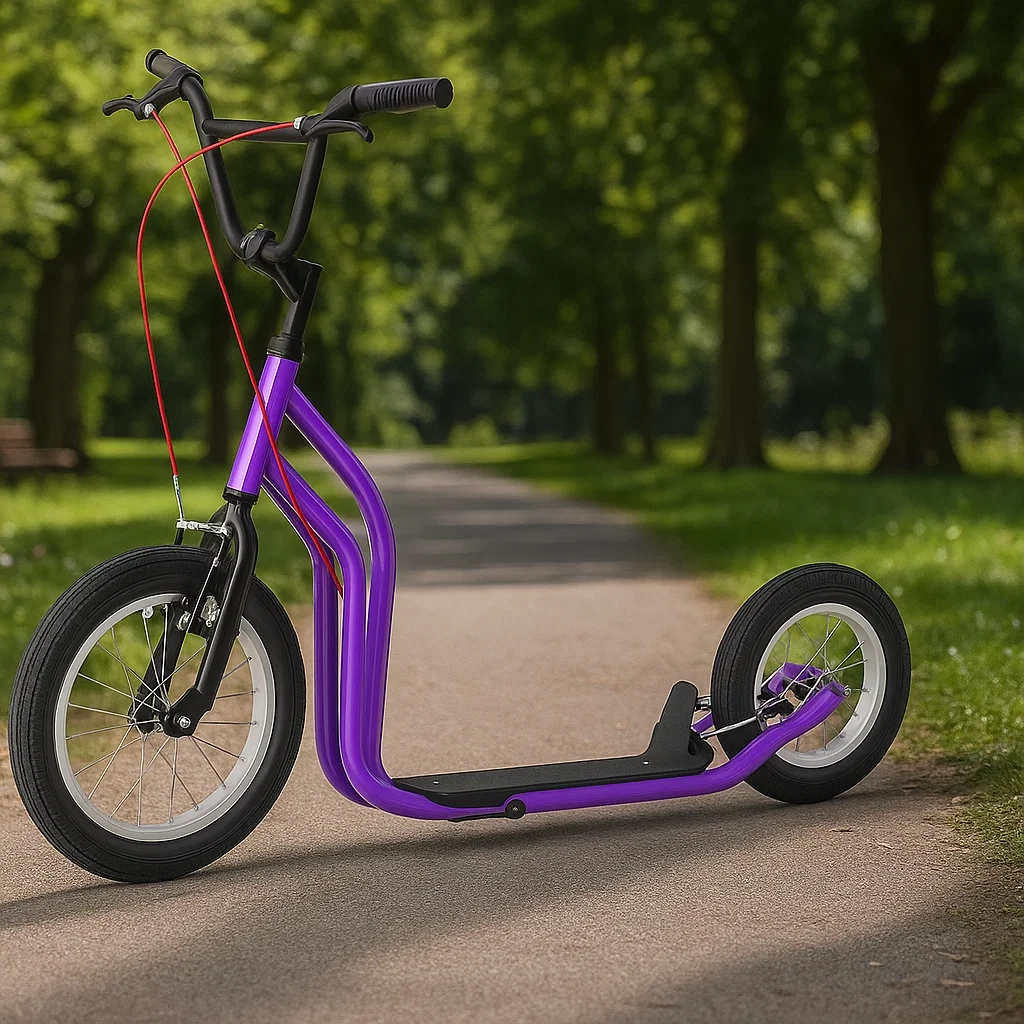 Trottinette Enfant avec Freins à Main et Pneus Gonflables - Violet