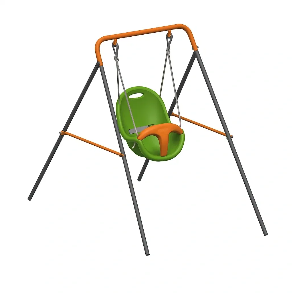 Balançoires avec siège bébé 120x145x120 cm vert orange métal plastique