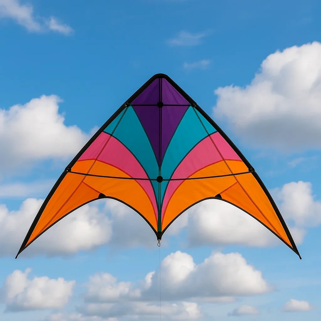 Cerf-volant acrobatique 2 lignes multicolore - Voile en polyester, structure fibre de verre, 135 cm