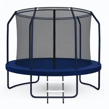 Trampolines 305x285 cm noir/bleu foncé extérieur avec filet et échelle